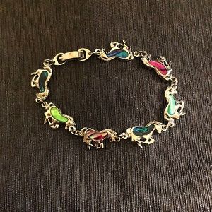 Children’s silver & multicolor horse bracelet